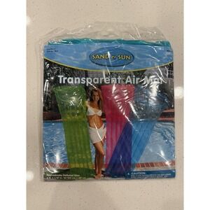 Sand‎ N Sun Transparent Air Mat 6ft Inflatable Blue Pool Float